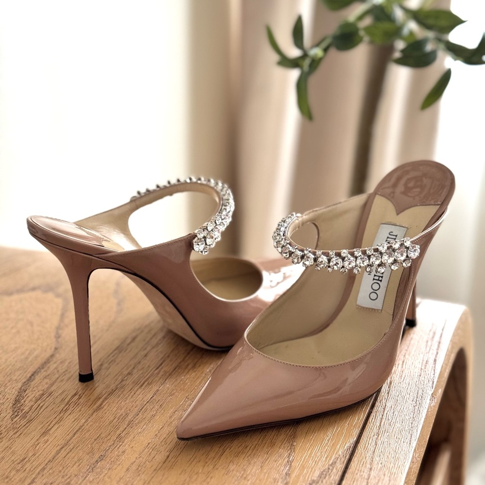 Jimmy Choo Bing 100mm Embellished Patent Leather - Ballet Pink